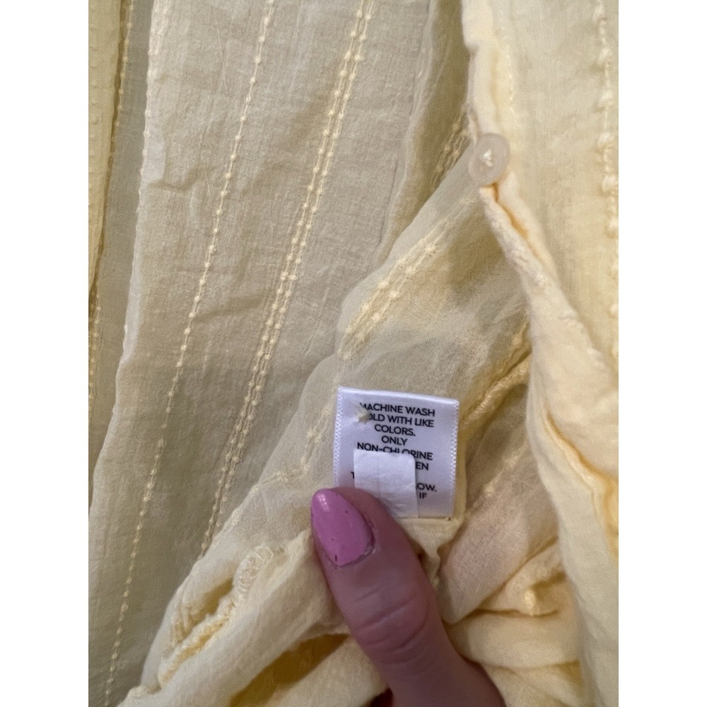 Westport 100% Cotton Swiss Dot Yellow Button Up Long Sleeve Shirt Lightweight - Picture 5 of 9